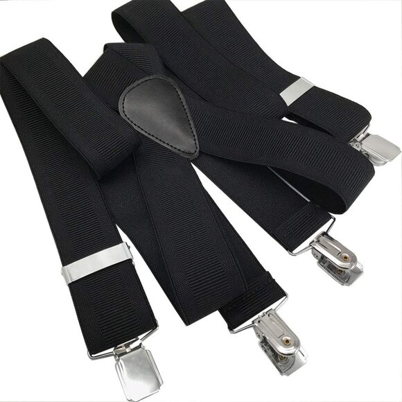 Mens Heavy Duty Adjustable Elastic X Back Suspenders with Strong Clips Big Tall - Picture 5 of 7